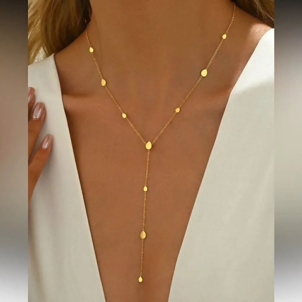 Elegant Gold y shape Necklace N1009